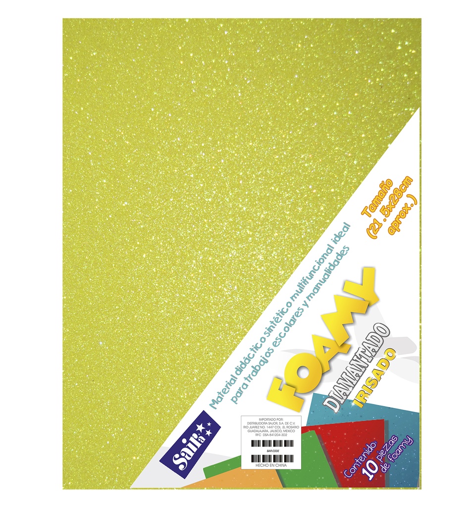 [100274] Foamy Diamantado Irisado Saira (Amarillo, Carta)